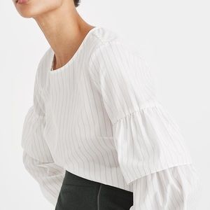 Madewell Striped Ruffle Sleeve Blouse